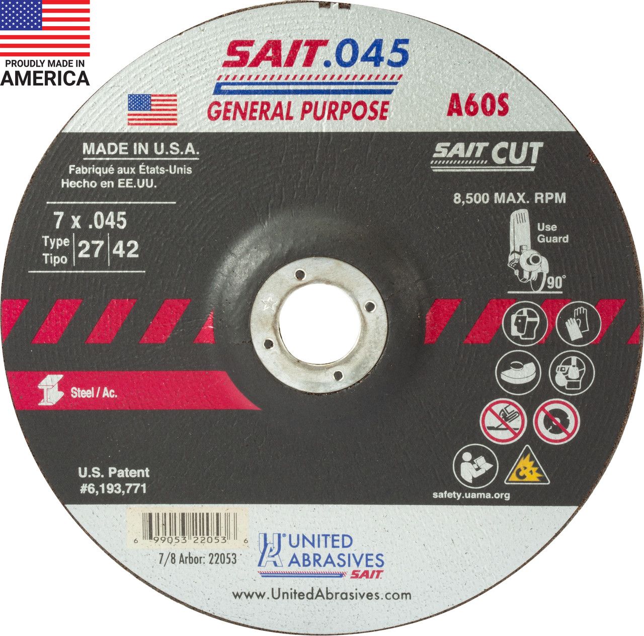 7x.045x7/8" Type 27 Grinding Wheel
