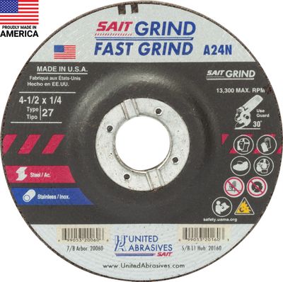 4-1/2x1/4" Type 27 A24N Stainless Grinding Wheel