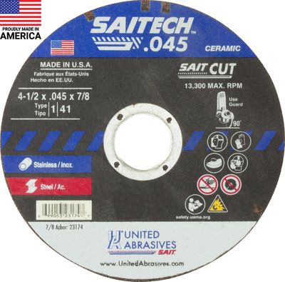 4-1/2x.045x7/8" Type 1 Saitech Cut Off Wheel