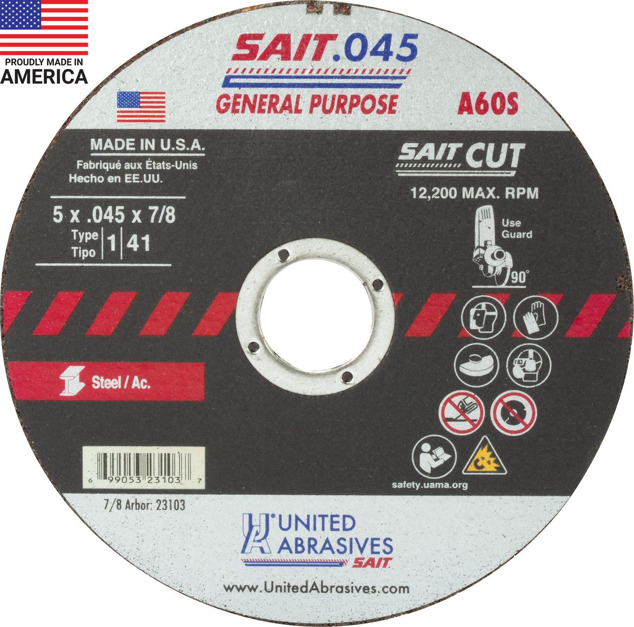 5x.045x7/8" Type 1 A60S Metal Cut-Off Wheel (Sait)