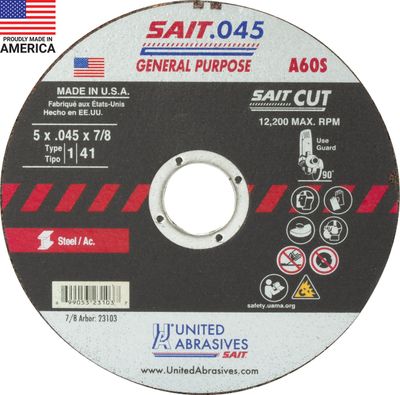 5x.045x7/8" Type 1 A60S Metal Cut-Off Wheel (Sait)
