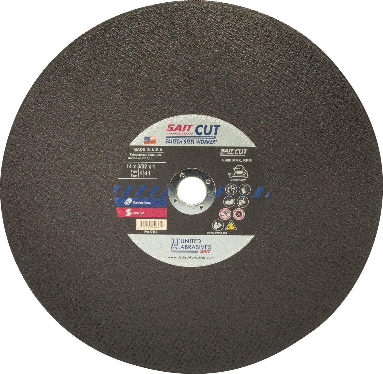 14x3/32x1" Type 1 Saitech Cut Off Wheel