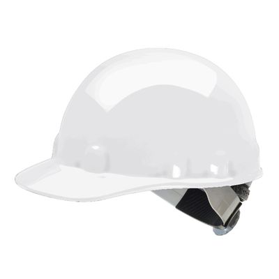 White Thermal Plastic Fibre Metal Hard Hat With Swing Ratchet Headgear