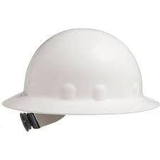 White Thermal Plastic Fibre Metal Full Brim Hardhat with Ratchet suspension