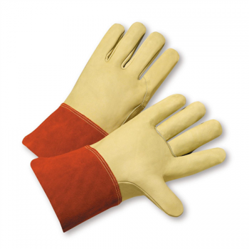 XL Full Grain Leather Calf  Mig Glove W/4" Leather Cuff 1dz