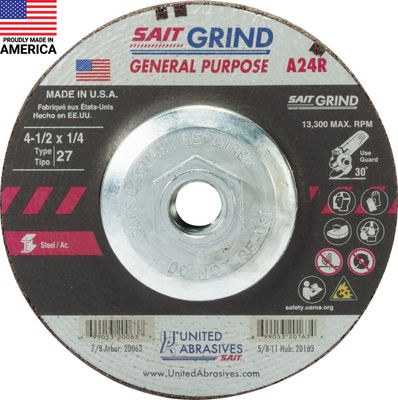 4-1/2"x1/4x5/8-11" Type 27 A24R Grinding Wheel