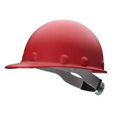 Hard Hat Red Fiberglass Cap Style with 8 Point Ratchet Suspension
