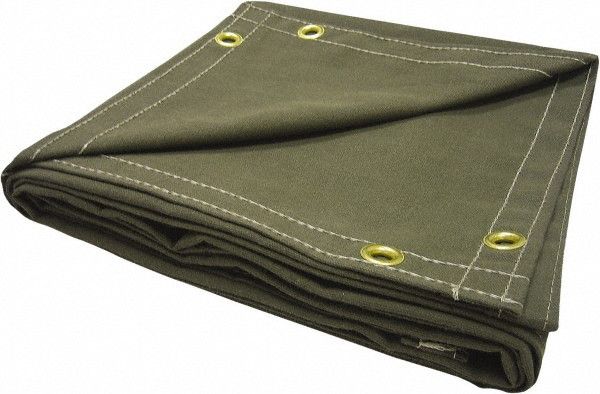 6x8' Olive Canvas Welding Curtain w/Grommets 14 oz