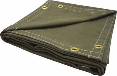 6x8' Olive Canvas Welding Curtain w/Grommets 14 oz