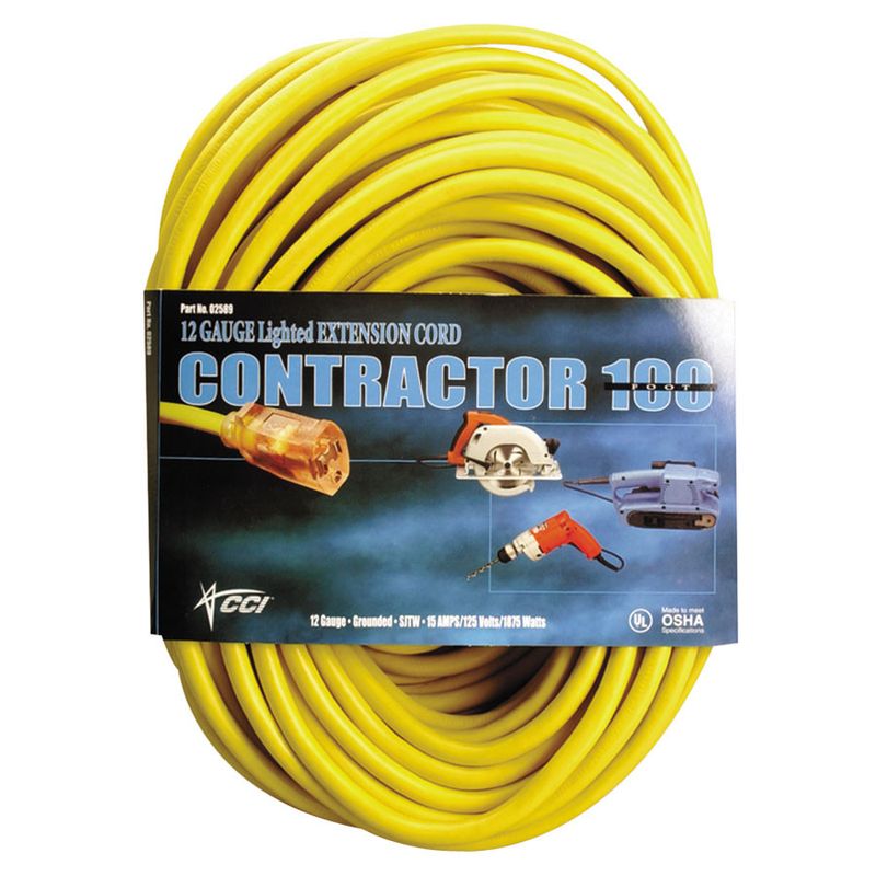 100'x12/3 Triple Tap Extension Cord with Diode End