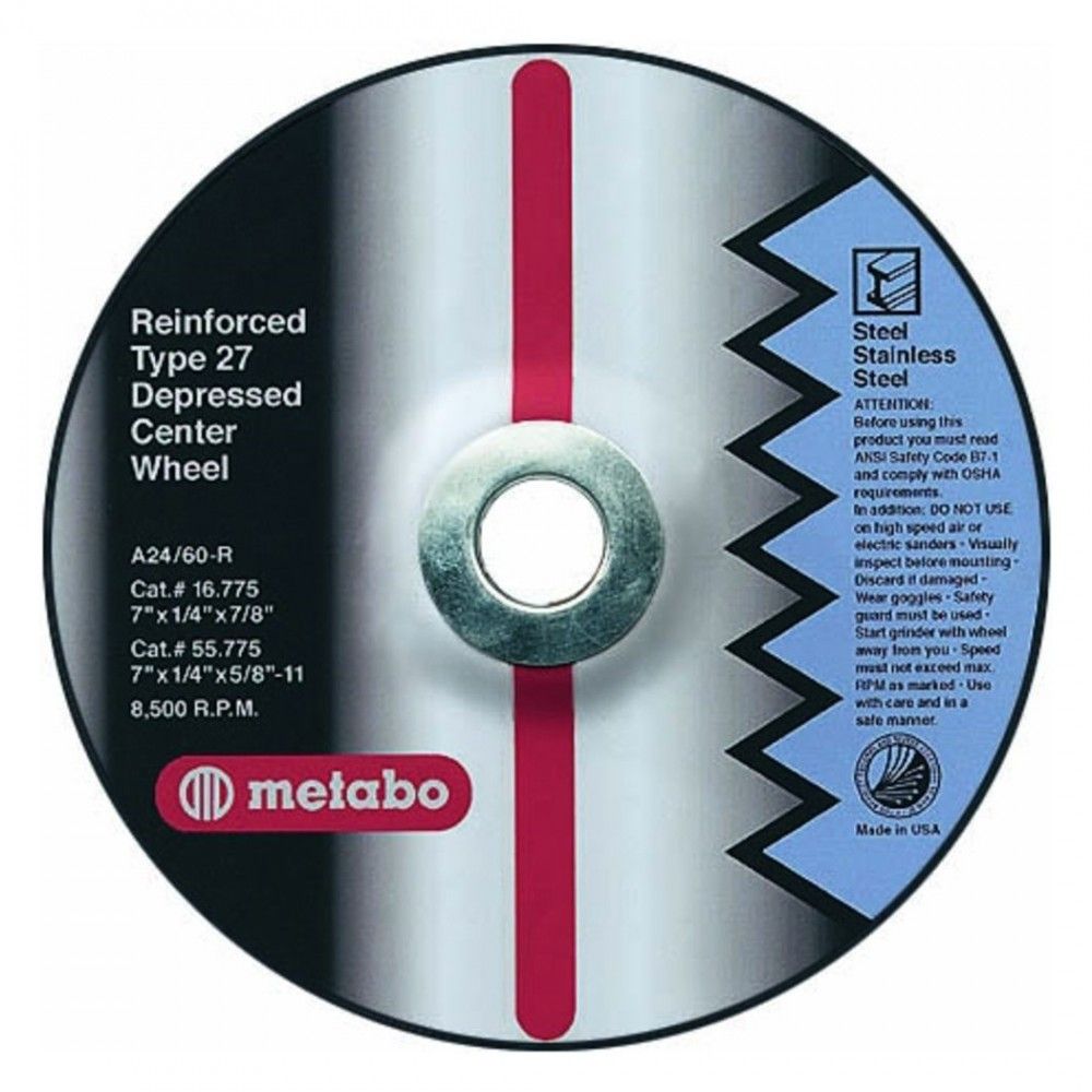 4-1/2x7/8x1/4" Type 27 Grinding Wheel (Metabo)