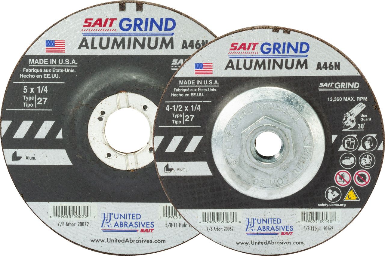 5"x1/4x5/8-11" Type 27 Grinding Wheel for Aluminum