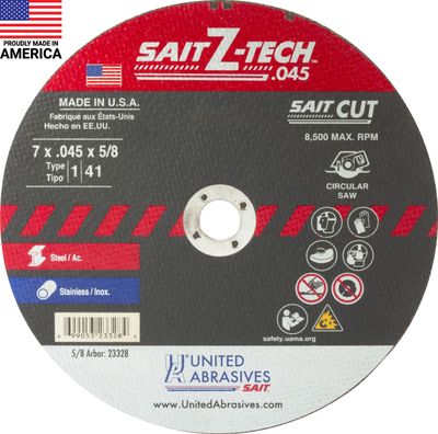 7x.045x7/8" Type 1 Sait Z-tech Zirconia Cutting Wheel