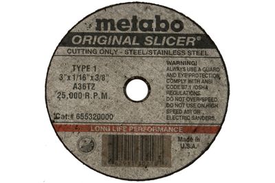 3x1/16x3/8" Metal Cut Off Wheel (Metabo)