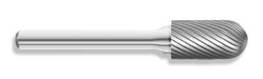 3/8x3/4" Double Cut Burr Ball Nose Cylinder - CBSC3
