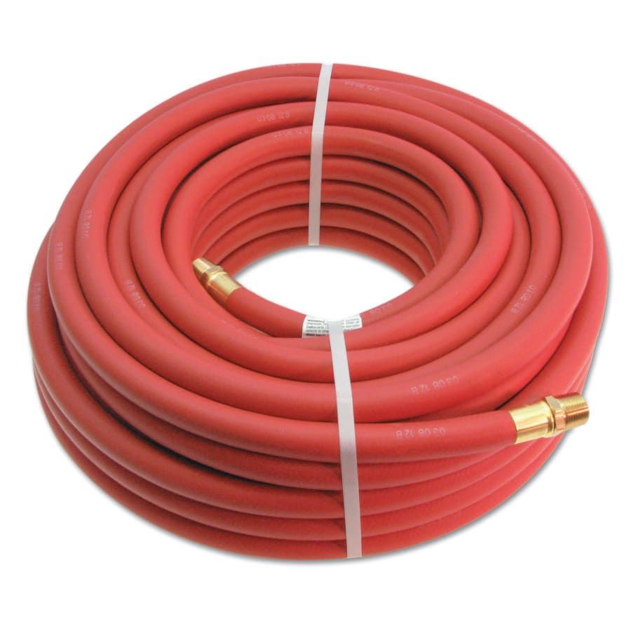 3/8" x 25' 200 PSI Red Rubber Hose with 3/8" MNPT Fittings