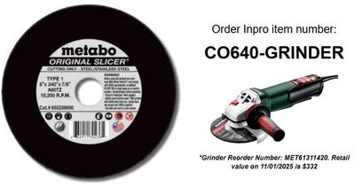 Free 6" Metabo 613111420 Grinder w/500 CO640/M Cutoff Wheels