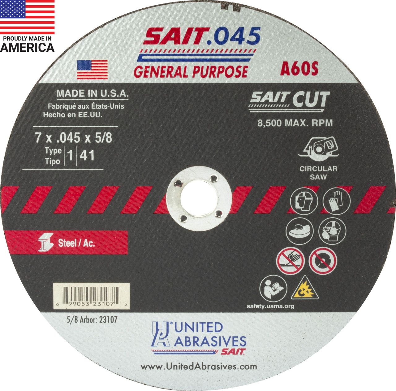 7x.045x5/8" Type 1 A/O Cut Off Wheel
