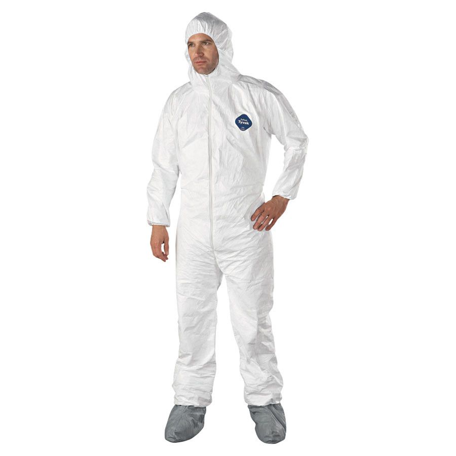 XL Tyvek Suit W/Elastic Wrist & Ankles,Hood, & Boots (25/bx)