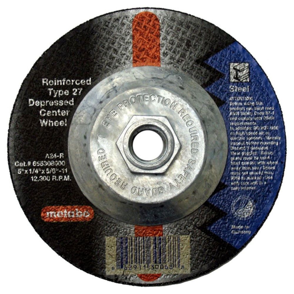 5x1/4x5/8-11" A24R Metal Grinding Wheel