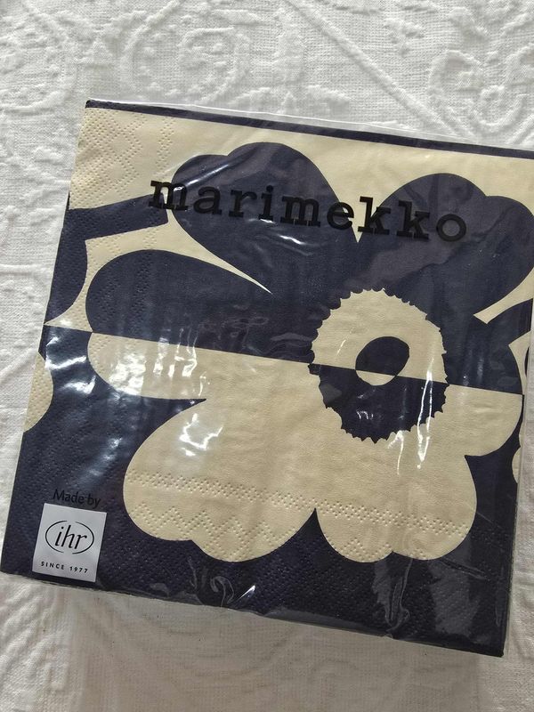 Marimekko Paper Napkins - Suur Unikko Linen Blue