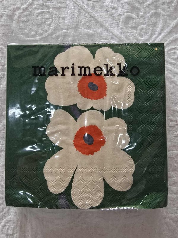 Marimekko Paper Napkins - Unikko 60th Anniversary Green