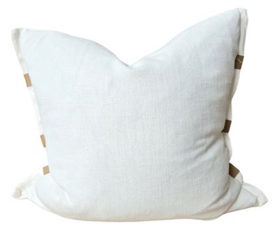 Florrie Cushion- White &amp; Leather
