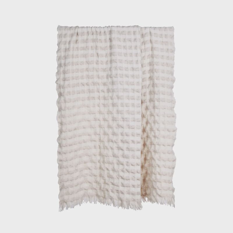 Ridge Waffle Throw - Ivory