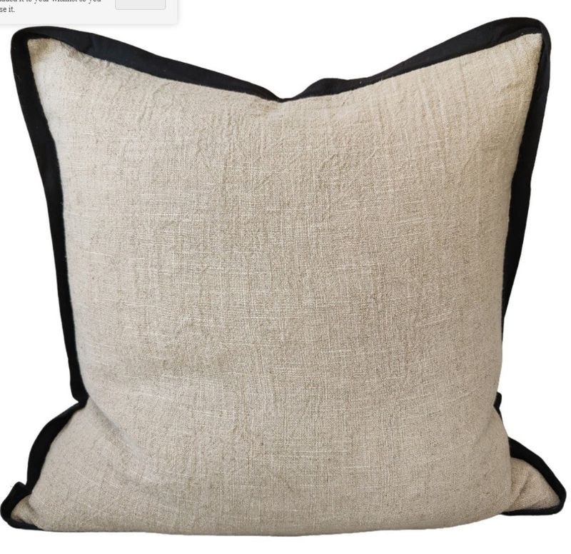 Maya Cushion - Natural with Black Border