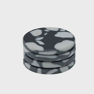 Hide Terrazzo Coasters - Black &amp; White 4pc
