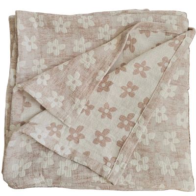 Daisy Cotton Throw - Blush Pink