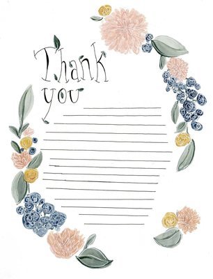 Thank You Notes, Pack of 5 with Envelopes