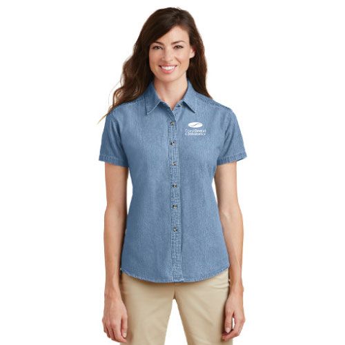 Port &amp; Company Women&#39;s Short Sleeve Value Denim Shirt