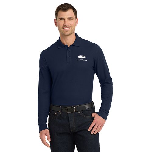 Port Authority® Long Sleeve Core Classic Pique Polo, Color: River Blue Navy 