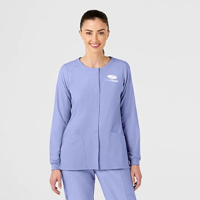 W123 Women's Crew Neck Warm Up Scrub Jacket