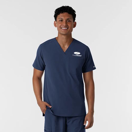 NURTUR Men's V-Neck Scrub Top, Color: Navy