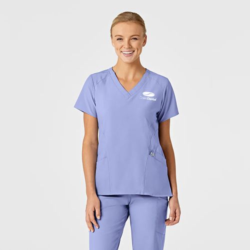 W123 Women's Stylized V-Neck Scrub Top