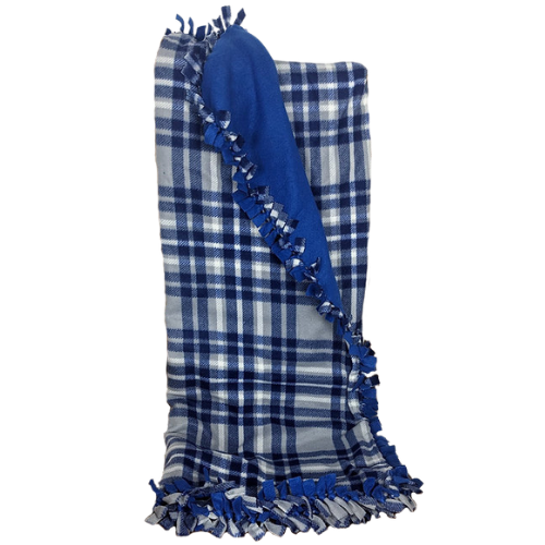 Blue & Gray Plaid Fleece Blanket