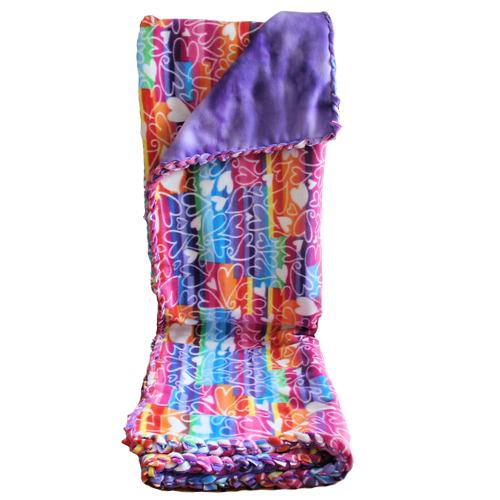 Rainbow Heart Fleece Blanket