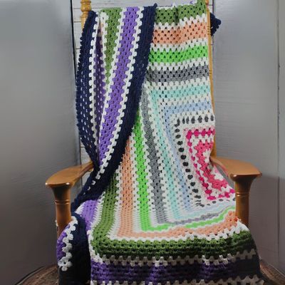 Multi-Color Crochet Afghan with Ripples