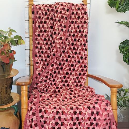 Pink & Red Large Crochet Afghan