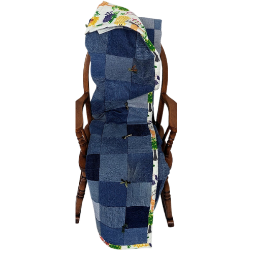 Blue Jean Toddler Quilt with Animal Pattern