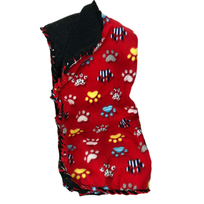 Multi Color Paw Print Pet Fleece Blanket