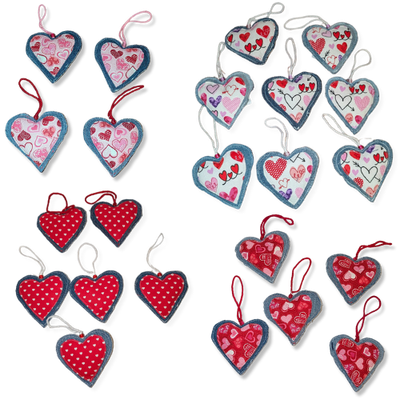 Recycled Blue Jean Heart Ornaments