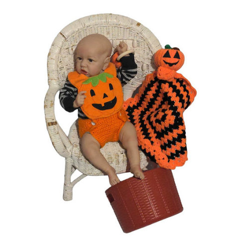 Crocheted Pumpkin Baby Gift Bucket