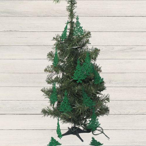 Lace Embroidered Green Christmas Tree Ornament