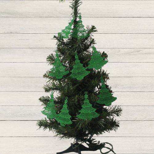 Green Lace Embroidered Christmas Tree Ornament