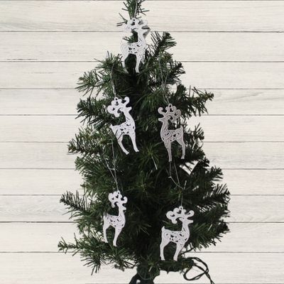 Reindeer Lace Embroidered Ornament