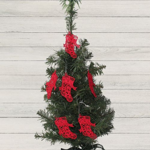 Red Lace Stocking Ornament