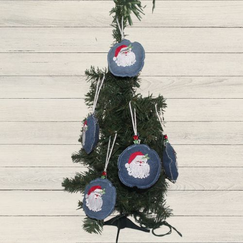 Denim Santa Ornament